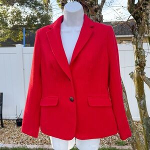 Talbots Petite Red Wool Blend Blazer Jacket | 4P | Classic Button Front